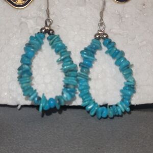 Turquoise Beaded Hoop Earrings